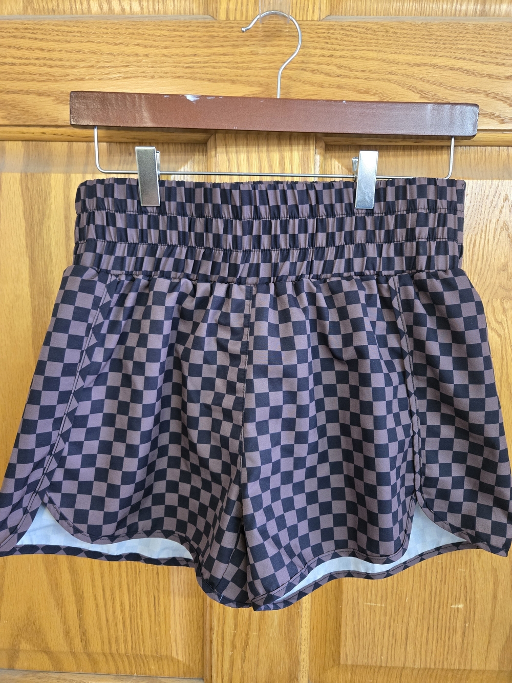 Pink Lily Checkerboard High-Waist Women’s Shorts - Brown/Black